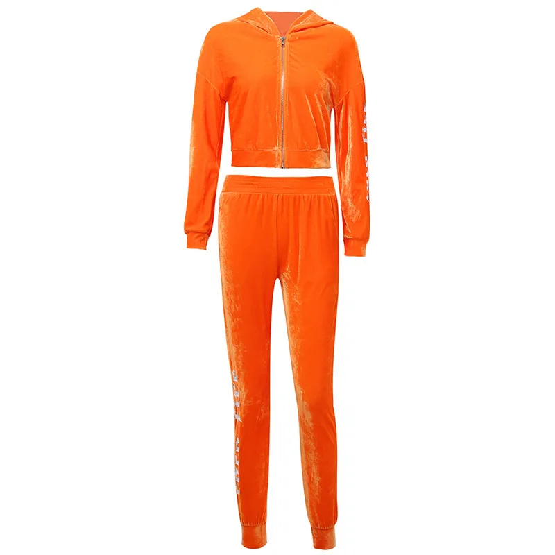 Hoodie and Joggers Pants Ladies Velour 