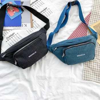 

Zipper Closure Outdoor Canvas Doublet Pockets Chest Purse Cycling Waist Bag Traveling Wear Resistant Crossbody Bags
