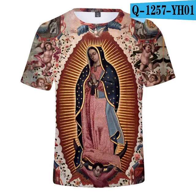 3d-295 Our Lady Of Guadalupe Virgin Mary catcotic Мексика футболка высшего качества мужская летняя футболка с короткими рукавами harajuku футболка одежда - Цвет: 3d-295