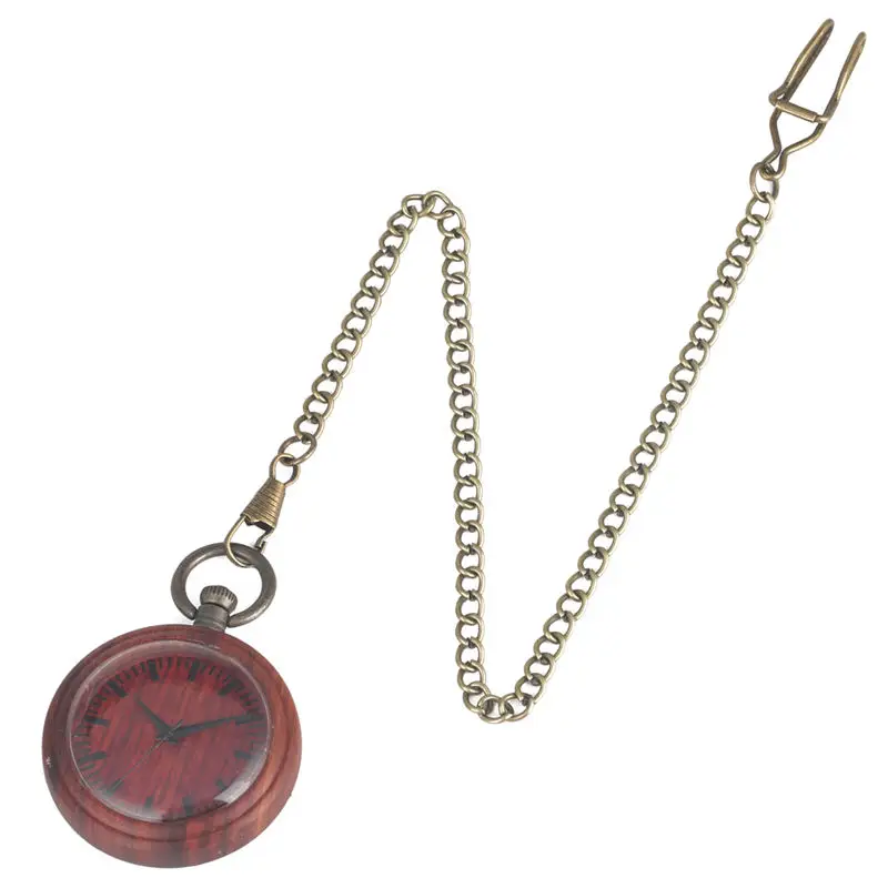 Retro Red Ebony Quartz Pocket Watch Lady Detachable Metal Rough Chain Men Pendant Watch relogio de 3