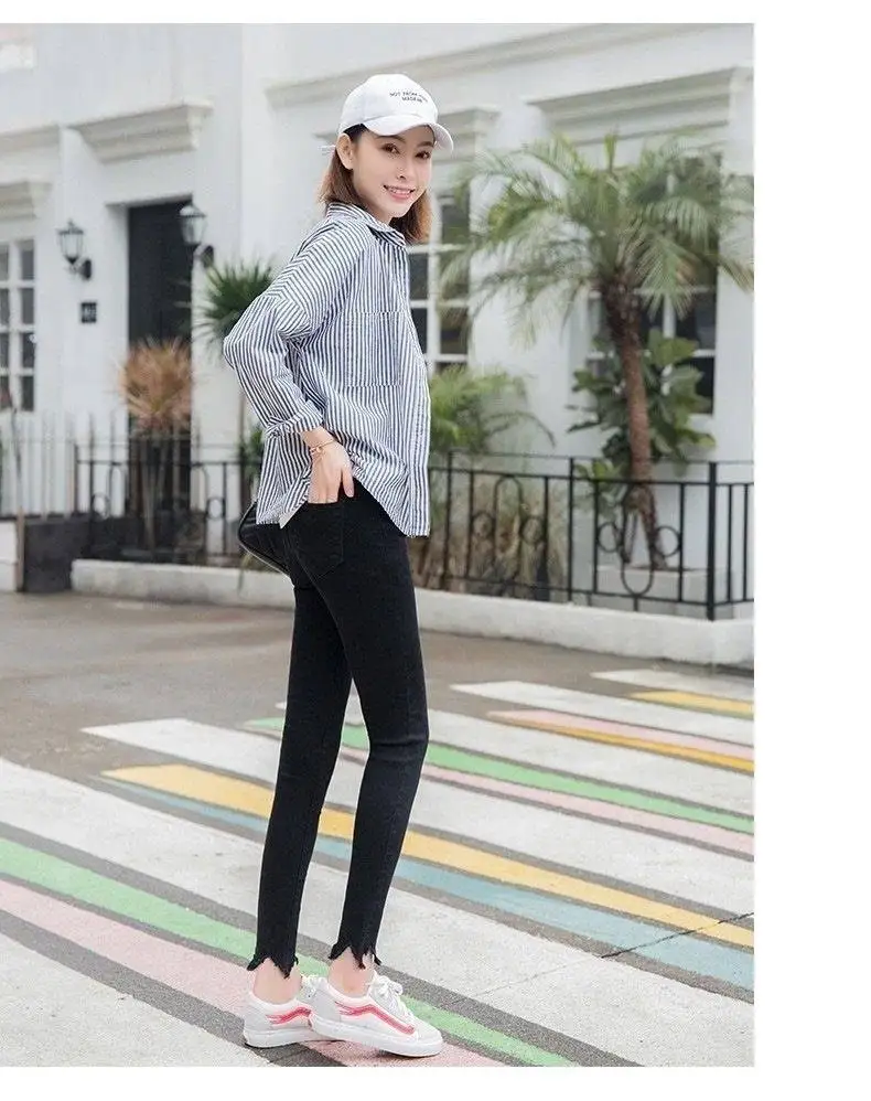 Летняя обувь с перфорацией, Рваные джинсы Для женщин Jeggings джинсовые штаны черный Для женщин s женские Стрейчевые джинсы-скини для Для женщин брюки