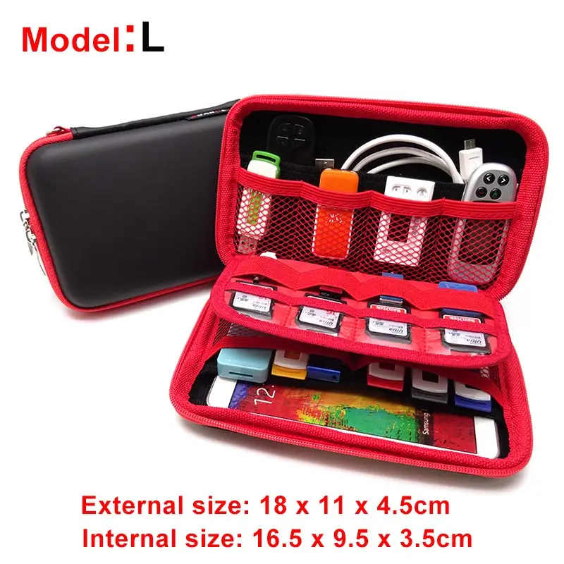 2,5 дюймов, аксессуары для жесткого диска, чехол-сумка для WD Seagate HDD power Phone, USB кабель, u-диск, SD карта, внешний аккумулятор, органайзер для путешествий - Цвет: L-Big size