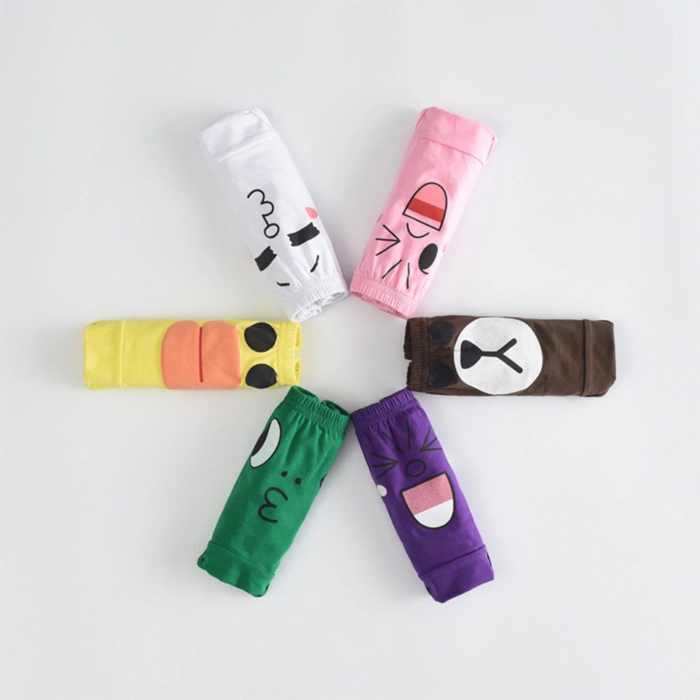 

2pcs/lot New cute children's trousers with triangular design facial expression printing baby underwear boys and girls shorts