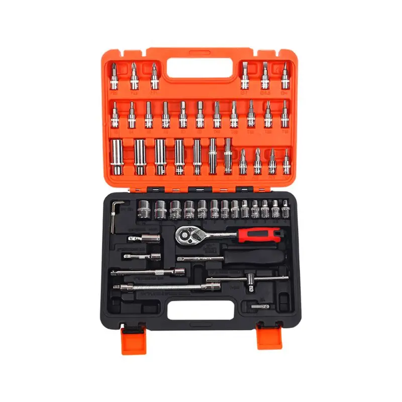 53pcs/set Car Repair Tool Set Combination Tools Wrench Spanner Socket Screwdriver Ratchet Wrench Batch Head Pawl Auto Parts