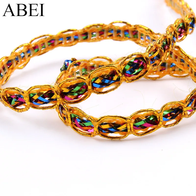 

100Yards Colorful Eight Character Lace Silver Ribbon Performance Costume Weaving Lace COSPLAY Stage Dance Clothing Accessories