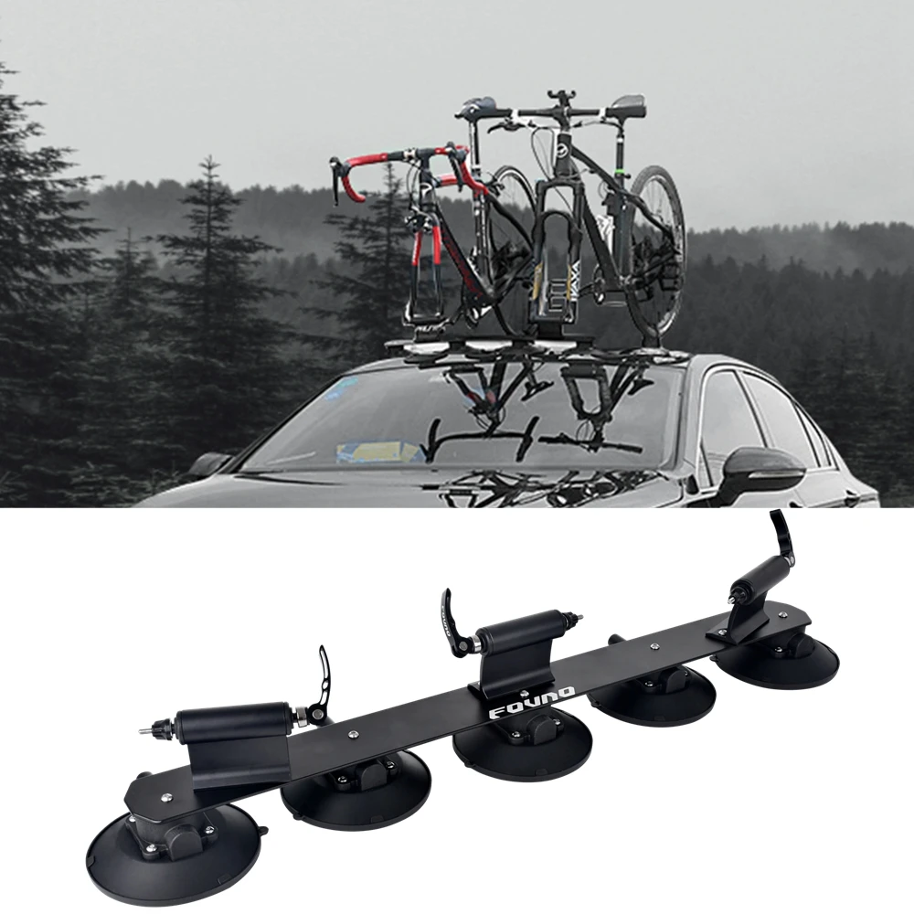 FOVNO Suction Cup Bike Rack for Car Roof Top Sucker Bike Rack Quick Release Aluminium Bike