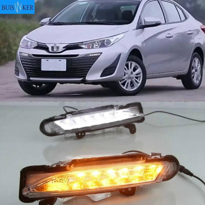 

DRL для Toyota Yaris 2017 2018, водонепроницаемые светодиодные дневные ходовые огни 12 В, дневные огни, противотуманные фары с реле поворотного сигнала