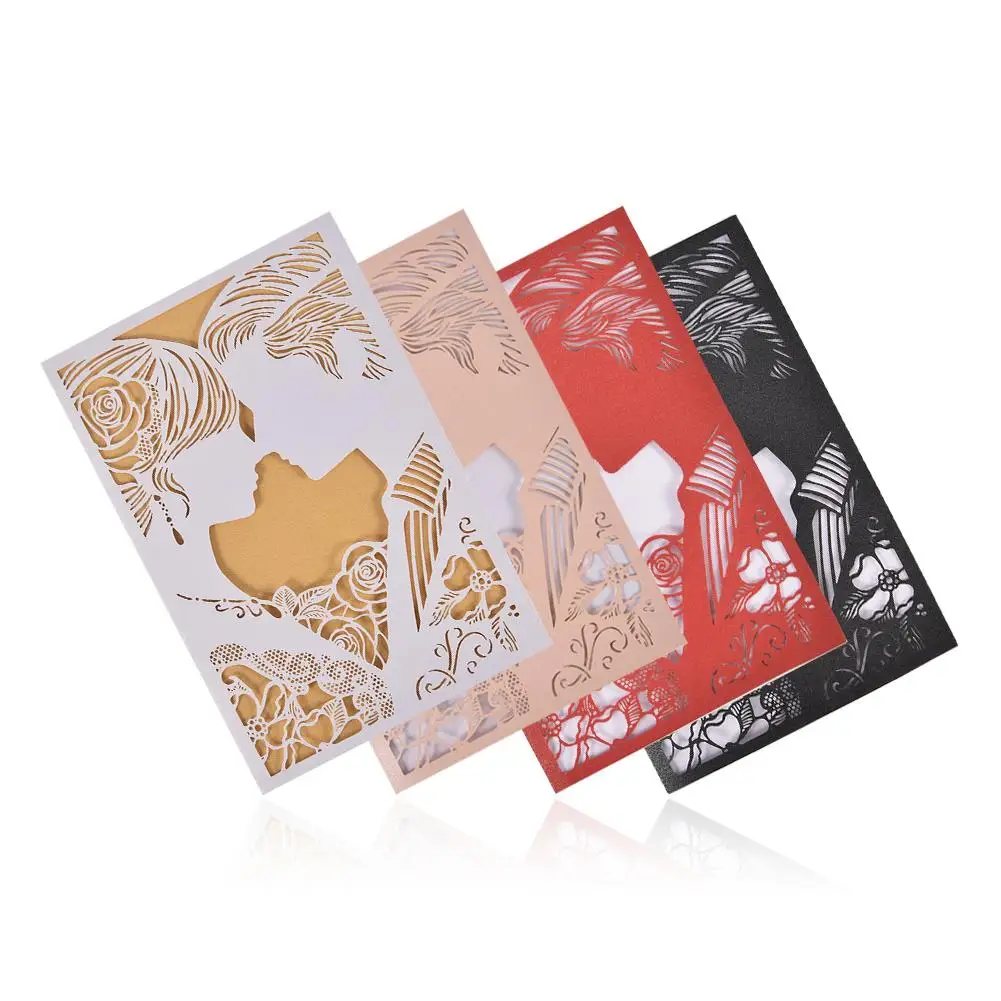  10PCS Holiday Hollow Card Invitation Letter Cover Wedding Invitation Letter New Year Greeting Weddi - 4000545301959