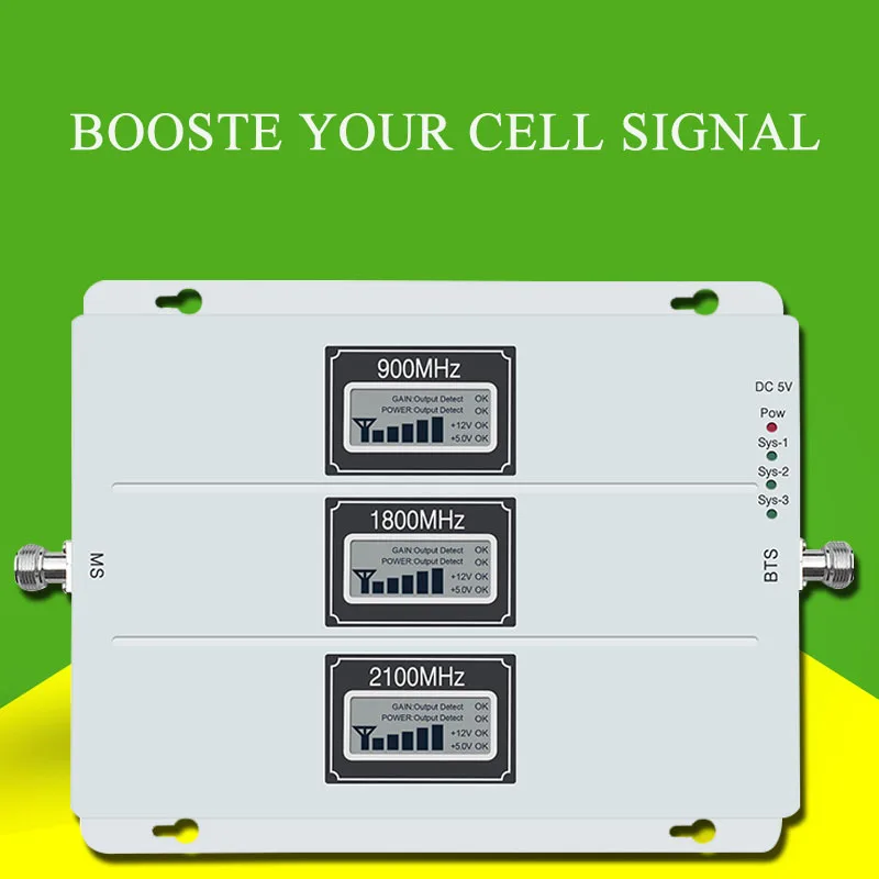 

AYS 4g dcs 3g wcdma 2g gsm repeater Cell Phone Booster Amplifier Aerial Kit Mobile Phone Signal 900 1800 2100 Alloy LCD Display