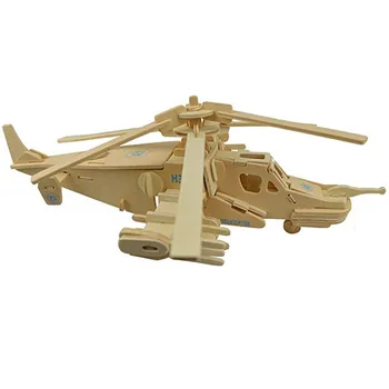 

3D Wooden Military Helicopter Aircraft Puzzle 3D Puzzles Wooden Model Puzzle Educational Toys Assembly Detailed Stitching Steps