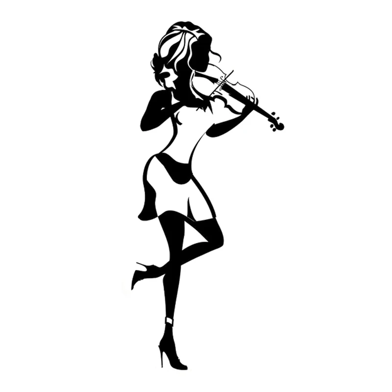 

Violinist Girl Music Symbol Silhouette Car-Stickers and Decals for Bumper Window Laptop Other Vehicle Car Accessories KK 18*8cm
