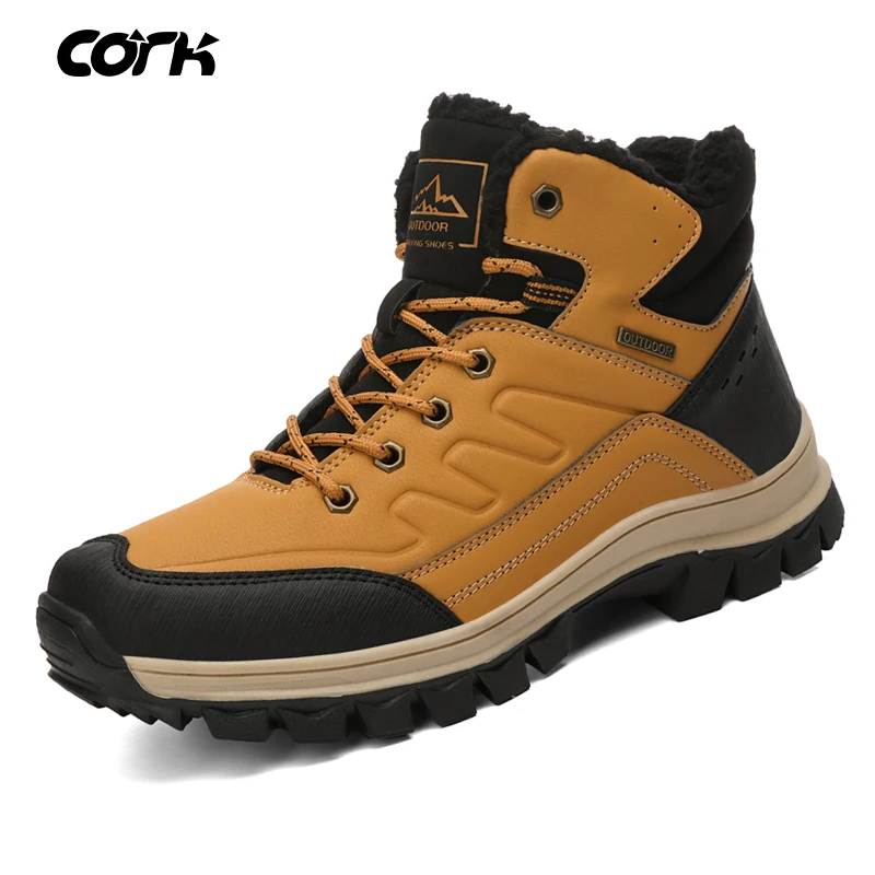 

Winter Men Boots Outdoor Snow shoes Male Lace Up Anti-slip Leather Boots Men Shoes Winter Sneakers Plus Size 46 Botas Hombre