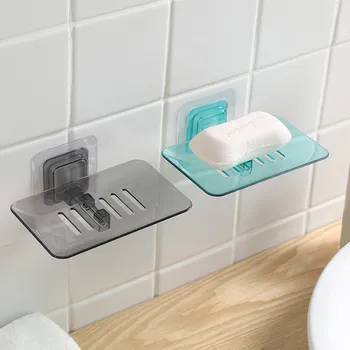 

New Simple Style Single Layers Soap Box Home Tools Bathroom Accessories Soap Dish Suction Holder Storage Basket Soap Stand