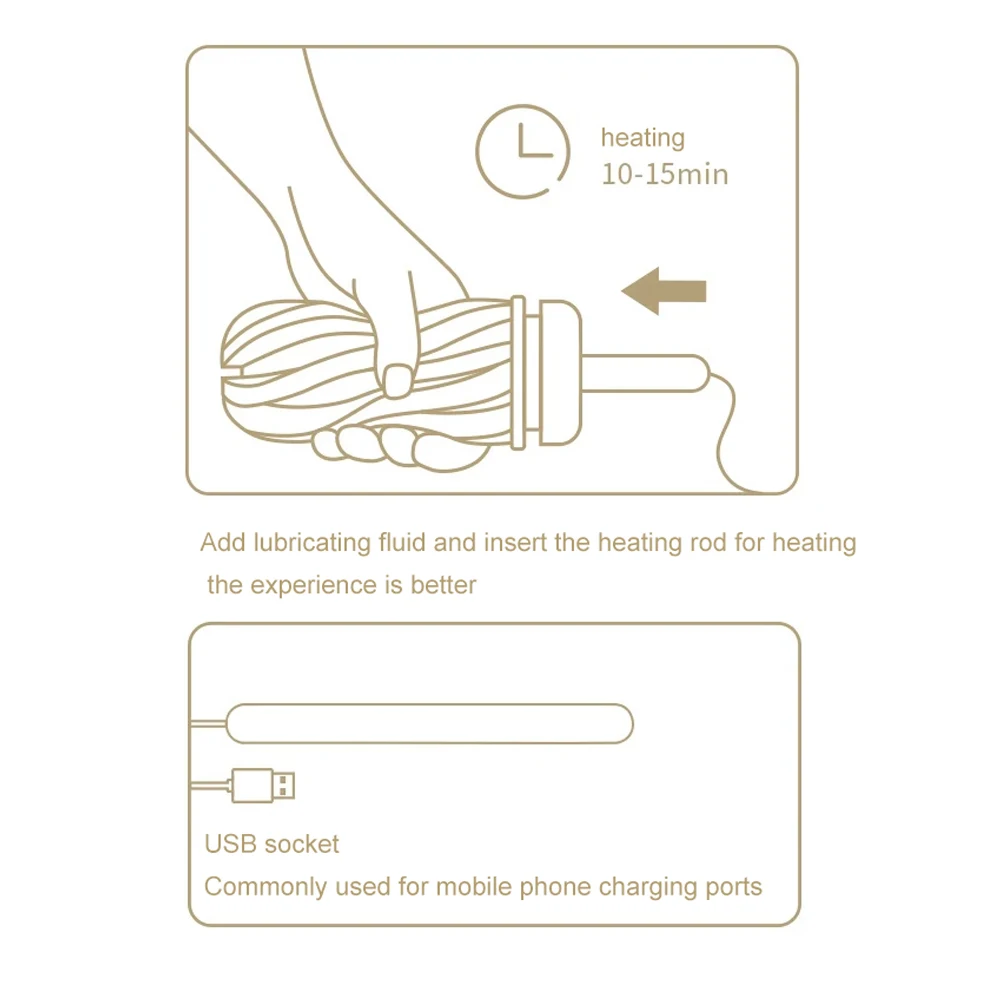 Нагревательная чашка для мастурбации TryFun зарядка через USB 5 Вт мощная Быстрое