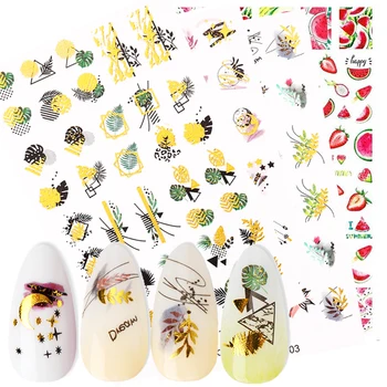 

1pcs Summer Foil Sticker Nail Art Decorations Butterfly Decals 3D Adhesive Stickers Angel Fruit Slider Decals Manicures Wraps