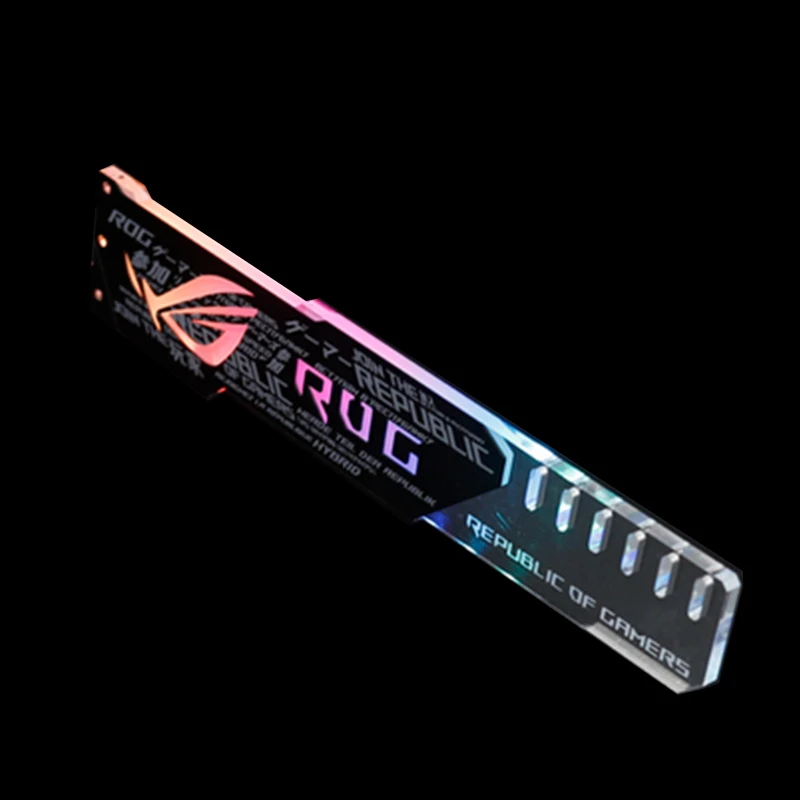 Black ROG-X 3PIN Кронштейн для видеокарты, поддержка VGA, рамка для GPU, держатель ROG 12 V, 4 pin, RGB/5 V, 3 pin, ARGB, ASUS, AURA, SYNC, алюминий+ акрил, Новое поступление - Цвет лезвия: Black ROG-X 3PIN
