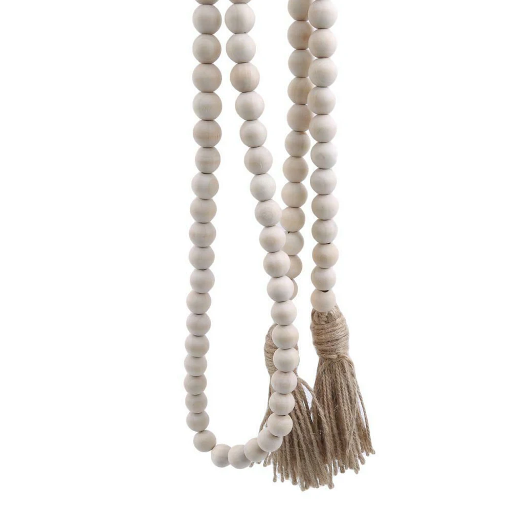 With Tassels Wedding Decoration Window Office Door Home Wooden Beads String Hanging Wall Restaurant Rural Cafe Birthday Party