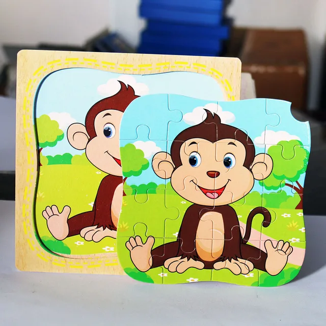 New Sale 38 Style Cartoon Wooden Puzzle Children Animal/ Vehicle Jigsaw Toy 3-6 Year Baby Early Educational Toys for Kids Game 4