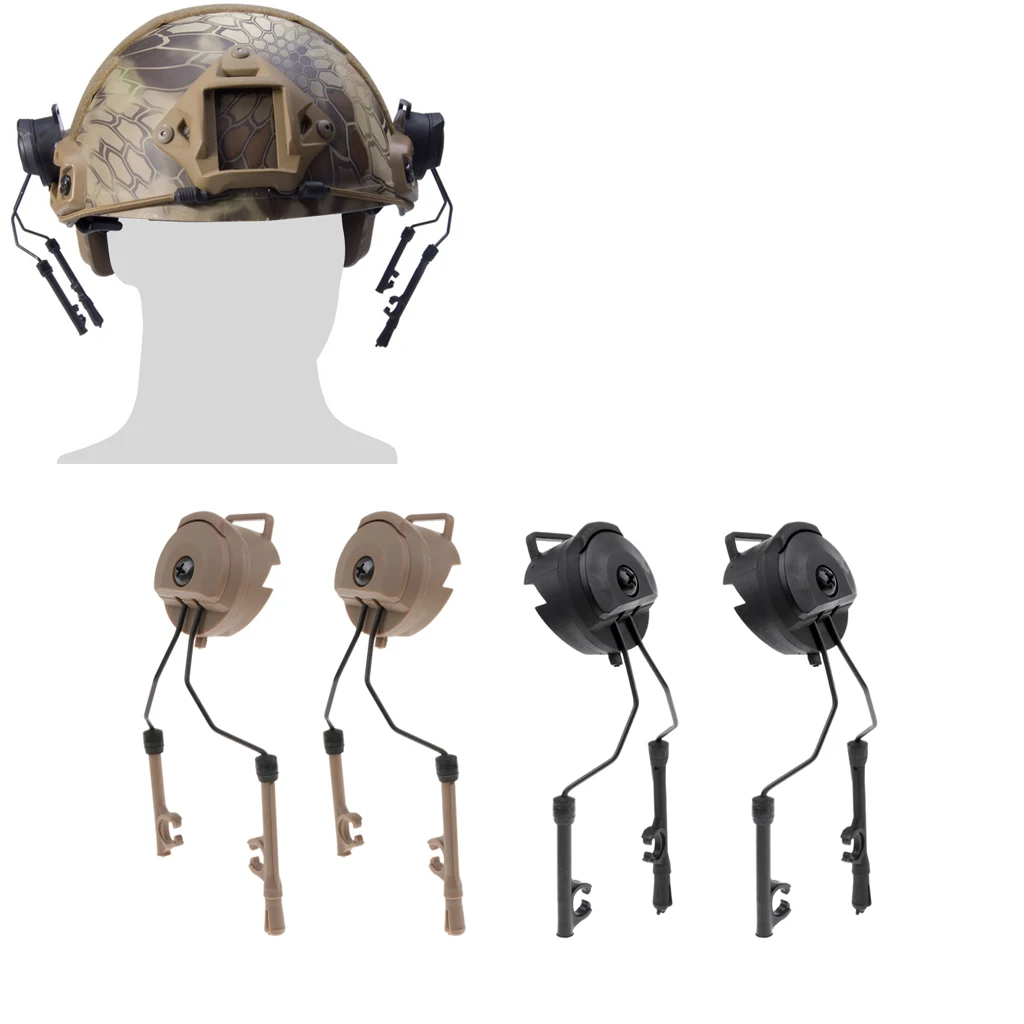 Helmet Headset Support Rail Adaptor Suspension Headphones Bracket Hunting Earmuffs Left & Right Side Attachments