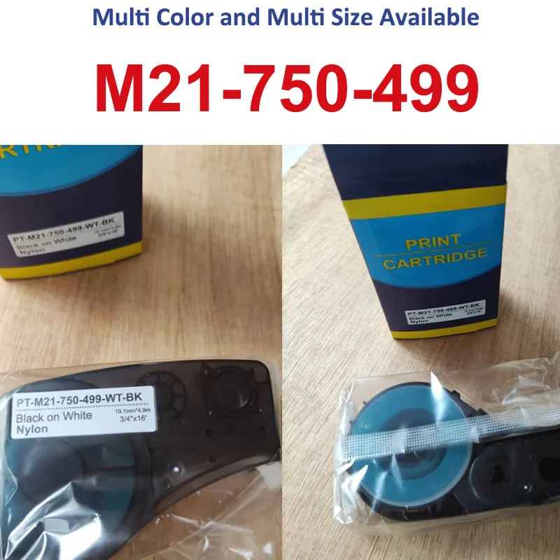 검정 흰색 테이프 나일론 라벨 테이프 교체 M21-750-499 와이어 마킹 슬리브 Brady BMP21 Plus Lab 용 100 개