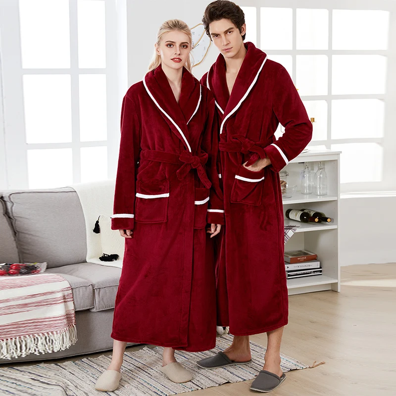 2019 Tmall Brand Men Women Winter Robe Comfortable Soft Warm Long Bathrobes Male Home Velvet Couple Dressing Gown Plus Size 2019 Tmall Brand Men Women Winter Robe Comfortable Soft Warm Long Bathrobes Male Home Velvet Couple Dressing Gown Plus Size