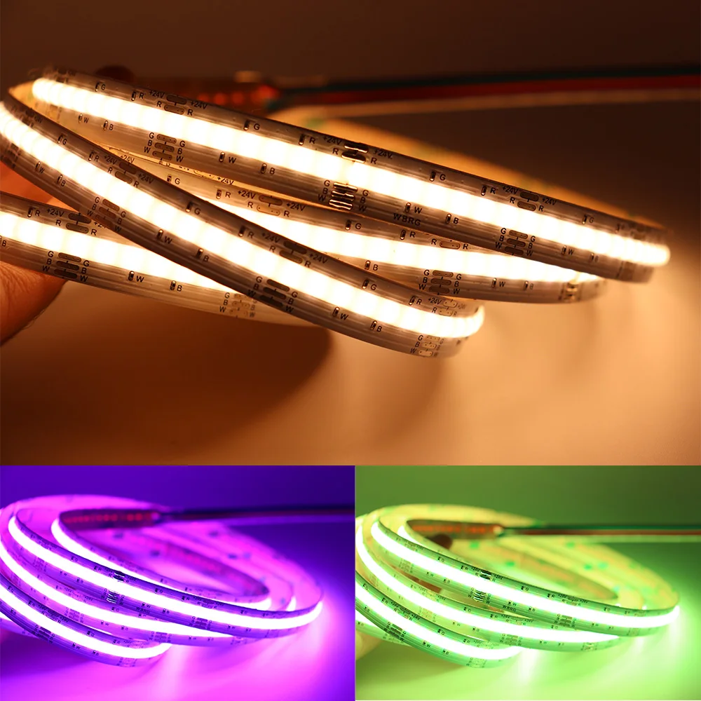DC24V CCT/RGB/RGBW COB LED Light Strip 840LEDs/m High Density Flexible FOB RA90 Linear Dimmable Led Lights |