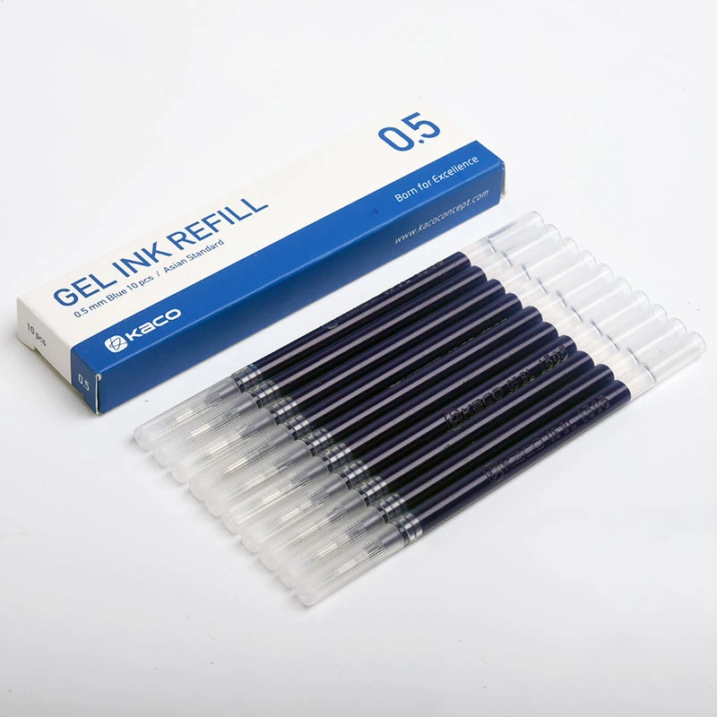 Kaco Asian Standard Universal Gel Ink Refill 10pcs/box Blue Black Dark