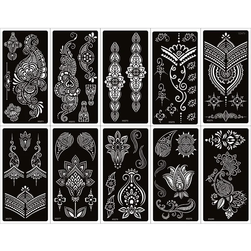 Xmasir 36 Sheets Airbrush Tattoo Stencil for Henna Body Art Painting,Temporary Glitter Tattoo Templates Kit for Kids Adults