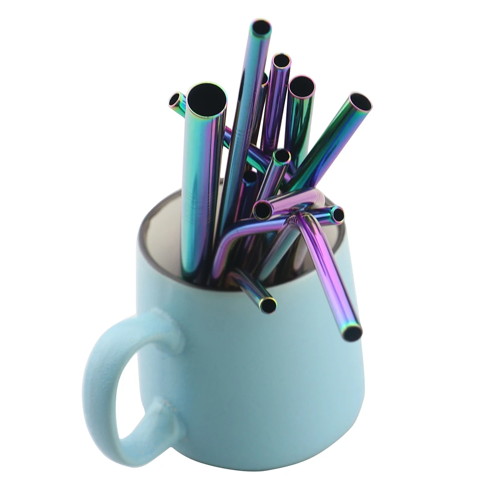 18/10 Stainless Steel Straw Set Reusable Drinking Straw With Cleaner Brush Bar Party Accessory metal straw set drinking straws cocktail accessories