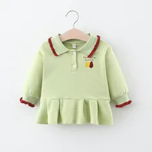 Г. Платье для девочек; Повседневное платье с отворотом для малышей; сезон весна-осень