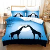 African Animals Giraffe Sunset Bedding Set 3D Duvet Cover Set Bedspread For Boys Girls Kids Home Textiles Microfiber Bedspread 6