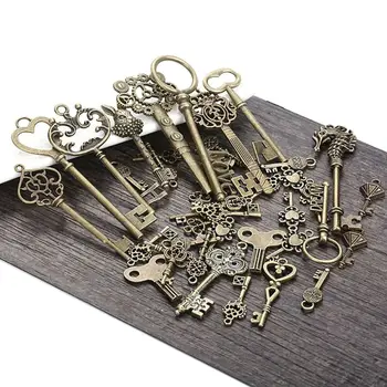 

40Pcs Antique Vintage Old Look Mix Skeleton Key Tone Charms Pendants Alloy Craft R9JE