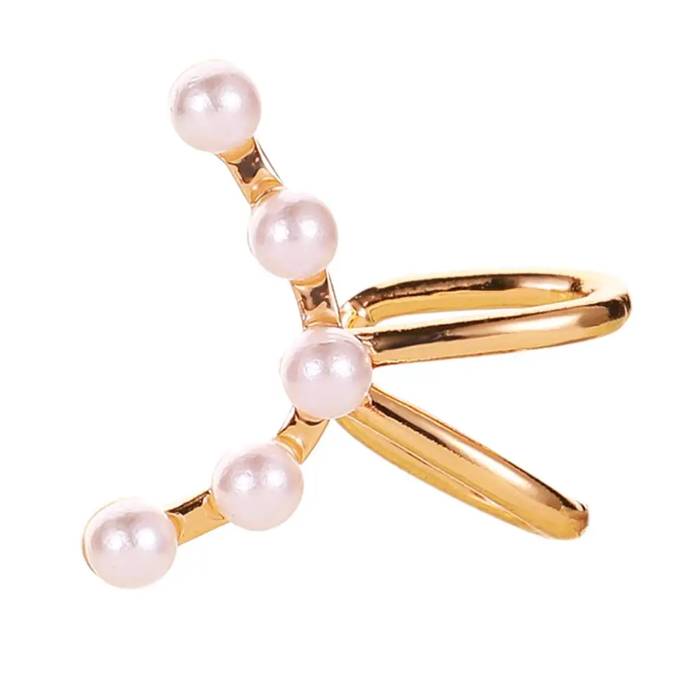 

1Pc Arc Shaped Faux Pearl Ear Cuff Clip On Earring Women Non Piercing Jewelry
