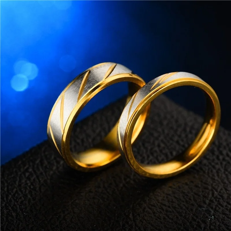 Titanium Steel Couple Rings Gold Wave Pattern Wedding Infinity Ring Men and Women Engagement Jewelry Gifts - Image 6