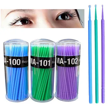 

100pcs Disposable Colorful Cotton Swabs Eyelash Brushes Cleaning Swab Hot Natural Eyelashes Remover Tattoo Microbrush Kit Tattoo