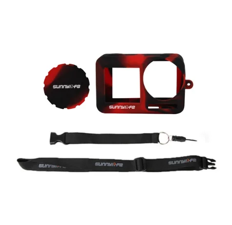 Black and Red Sunnylife для OSMO защитный чехол для спортивной камеры силиконовый чехол для объектива чехол со шнурок в подарок для DJI OSMO аксессуары - Цвет: Black and Red