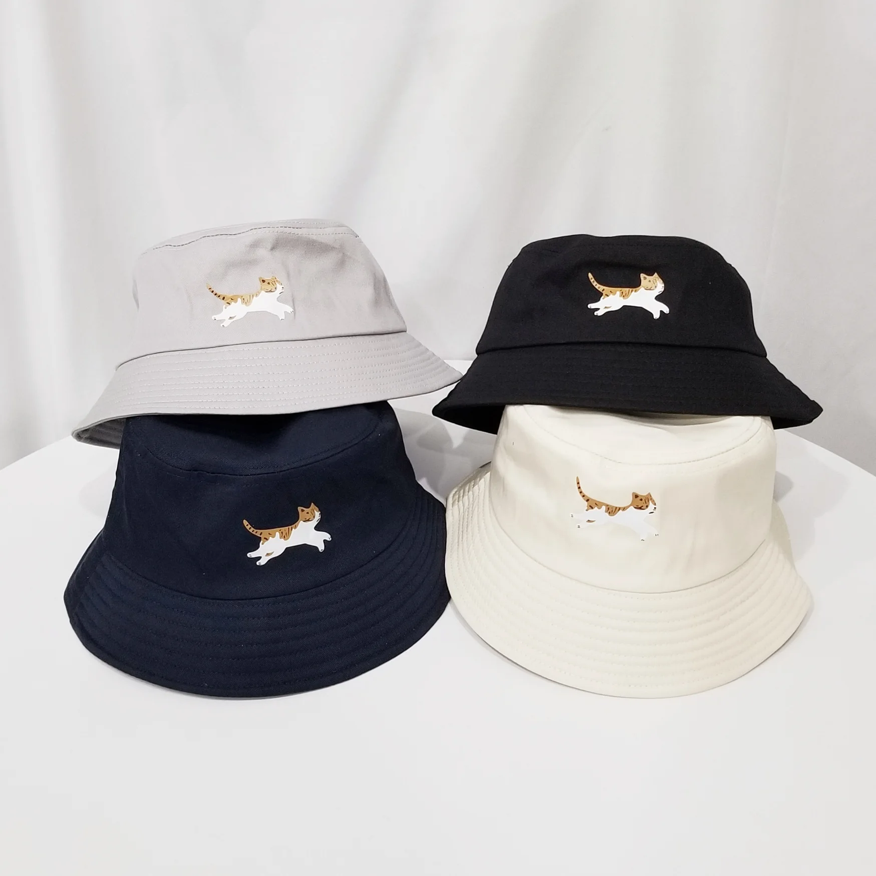 

INS Hat Women's Spring And Summer Hipster Students Bucket Hat Fashion Casual Cat Bucket Hat Korean-style Topee Sun-resistant