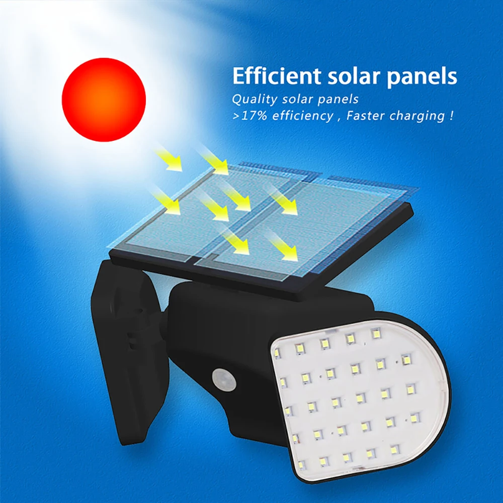 Mpow 56LED Солнечный свет Открытый водонепроницаемый 360 градусов вращающийся датчик солнечной лампы движения свет безопасности с двойной головкой прожекторы