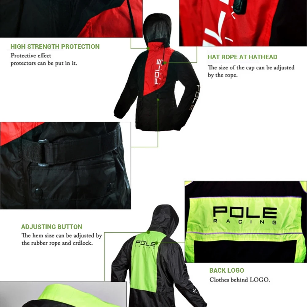 Водонепроницаемый мотоциклетный дождевик POLE костюм и брюки от дождя пончо