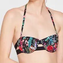 Koton женский черный топ бикини с принтом 7YAK89195BM