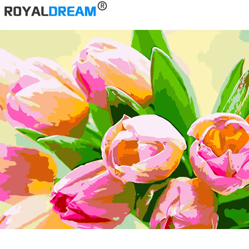 ROYALDREAM букет тюльпанов картина по номерам Женская Настенная для гостиной