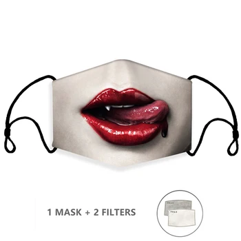 

Adult Kids Big Mouth Print Face Fabric Masks Red Lips Mouth Cover Reusable Protection Dust Washable Masks Proof Bacteria Mask
