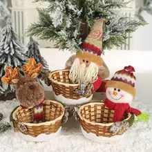 Рождественская корзина для хранения, Рождественская конфета, корзина для закусок, бамбуковый держатель для хранения, мультяшный Санта Клаус, детский подарок, украшение, Новинка