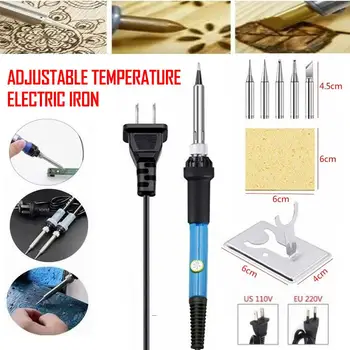 

Electric Iron 5 Piece Set Handheld Adjustable 60W Durable High Temperature Electric Soldering Iron Portable Soldering Iron