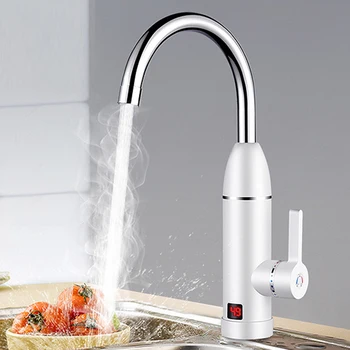

High quality white color Stainless steel LED digital display hot and cold water faucet mixer water heater kitchen sink faucet