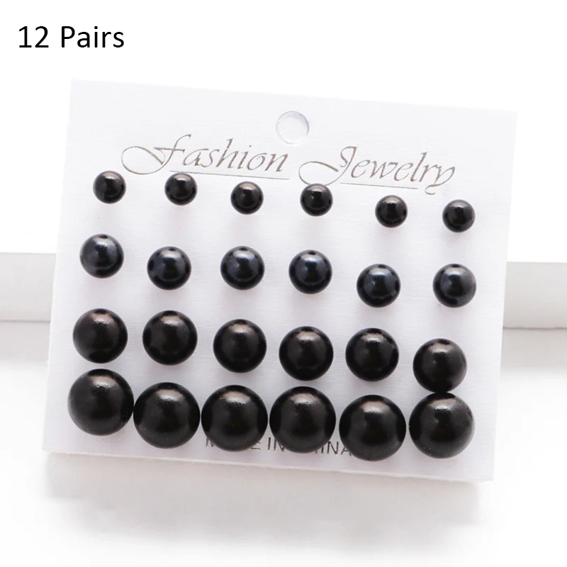 12 Pairs 12/9 пар/компл. Для женщин с цветами и жемчугом сережки-гвоздики с кристаллами для девочек элегантное розовое Цветочное сердце подарочный набор украшений для ушей - Окраска металла: 12 Pairs