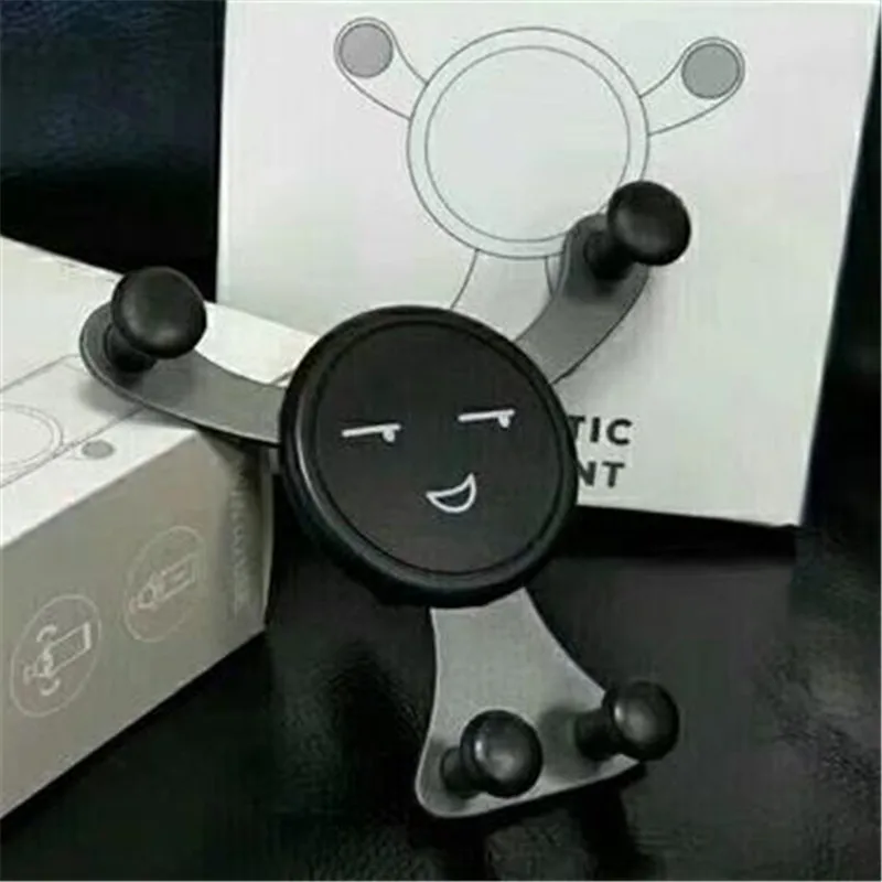 Автомобильный держатель для смартфона со смайликом и медведем, автоматический телескопический Автомобильный держатель для телефона, автоматический кронштейн, аксессуары - Цвет: Grey Smiling face