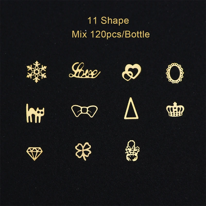 1 коробка открытые золотые блестки для ногтей мультяшный Кот сердце снежные