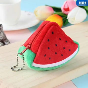

1 PC Mini 3D Fruit Shaped Coin Purse Girls Kids Plush Triangles Coin Key Card Pack Children Gift Fruit Coins Keybag Wallet Purse