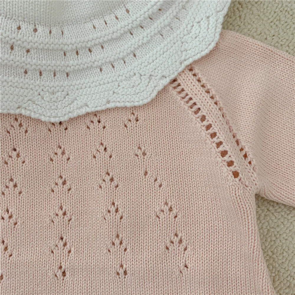 Knitted Baby Clothes Cute Newborn Baby Girl Romper Winter New Born Baby Jumpsuit Cotton Infant Ruffle Knit Rompers for Boy Girls